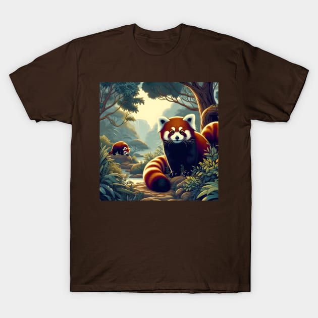 Red Panda Bears T-Shirt Hoodie Wall art Mug etc. T-Shirt by ArtfulDupsy